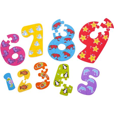 1 - 9 Wooden Number Puzzle | Bigjigs (BJ507) | Toys & Games