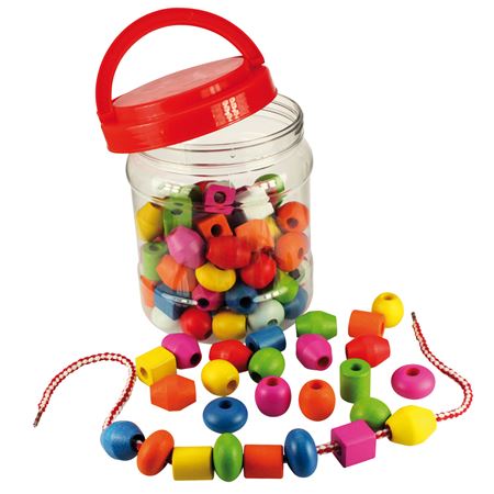 Picture of Lacing Beads in a Jar