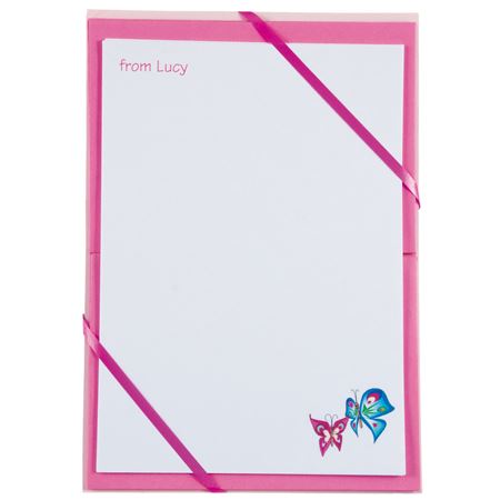 Picture of Named Notepaper - Butterfly (Pink)