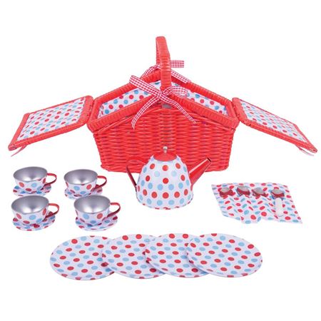 Picture of Basket Tea Set (Red & Blue)