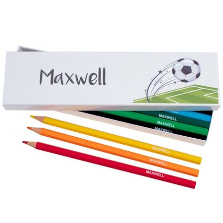 Picture of Box of 12 Named Colouring Pencils - Football