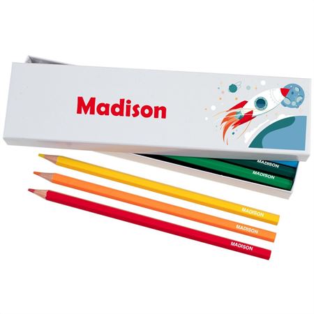 Picture of Box of 12 Named Colouring Pencils - Space Adventure