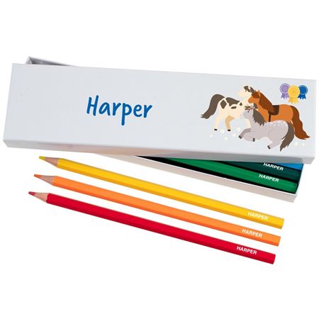 Picture of Box of 12 Named Colouring Pencils - Ponies